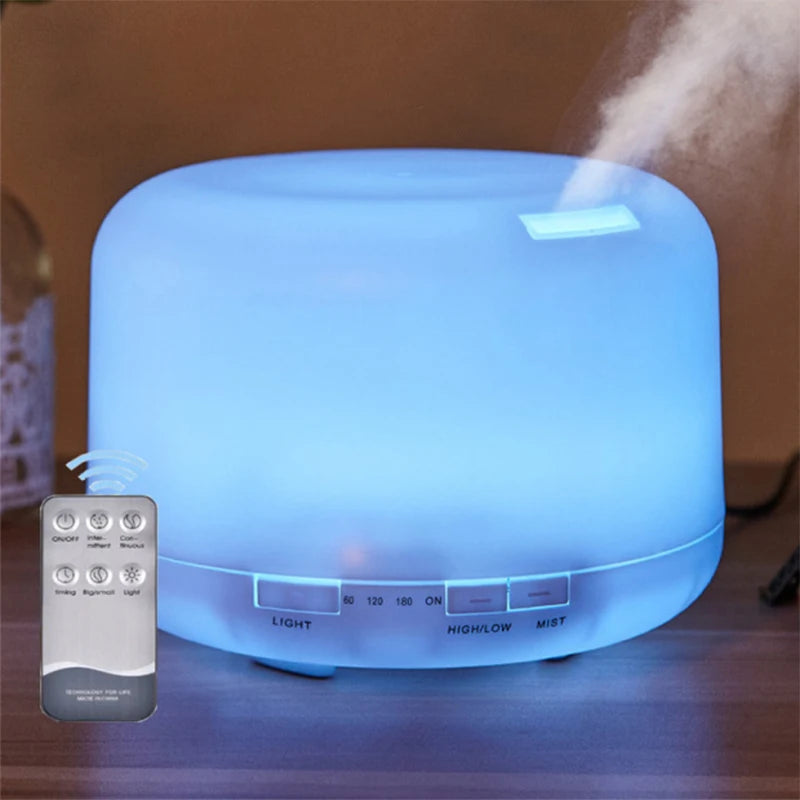 500ml Ultrasonic Air Humidifier Remote Control Essential Oil Diffuser Desktop Aroma Machine Scent Diffuser with LED Night Lights