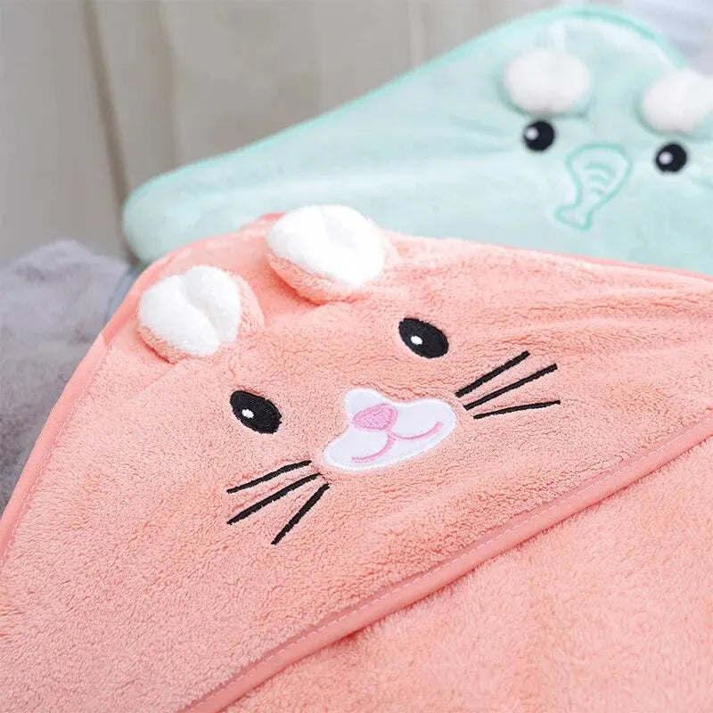 Baby Bath Towel Soft Coral Fleece Sleeping Blanket for Boy Girl Newborn Animal Style Hooded Blanket Toddler Bathrobe Baby Stuff