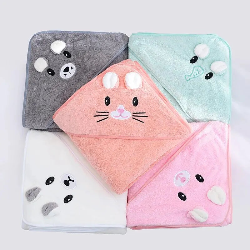 Baby Bath Towel Soft Coral Fleece Sleeping Blanket for Boy Girl Newborn Animal Style Hooded Blanket Toddler Bathrobe Baby Stuff